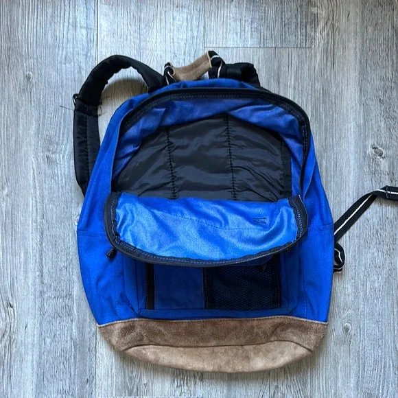 Spalding Blue Brown Backpack Classic Design Multiple Compartments One Size - Picture 3 of 5